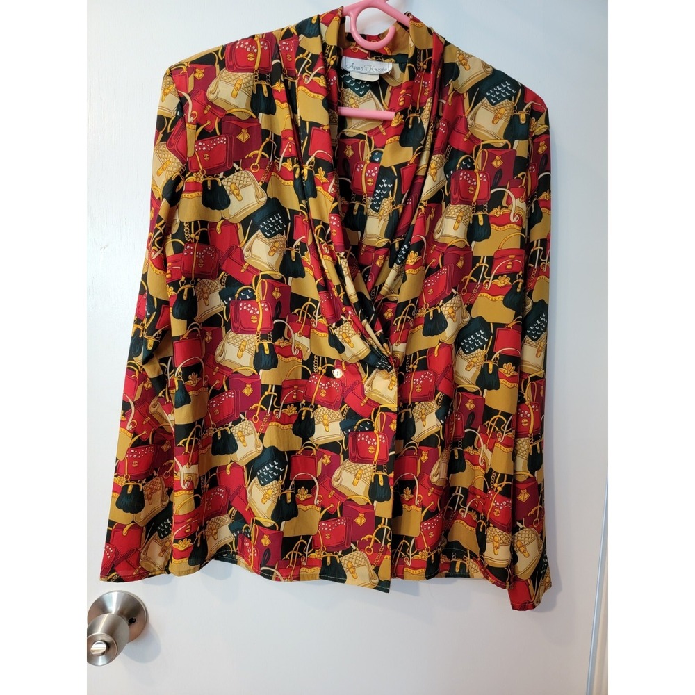 VTG 80's  Anna Kriste Womans Blouse SZ 10 Made in USA
